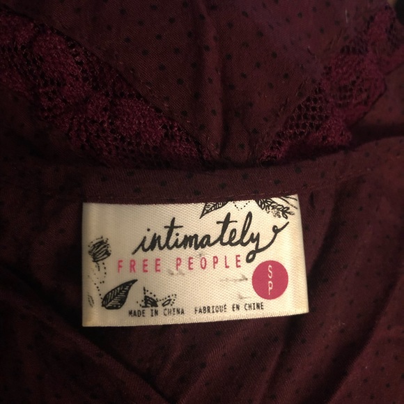 Free People Voile & Lace Maroon with Black Polka Dot Trapeze Dress - Picture 8 of 12